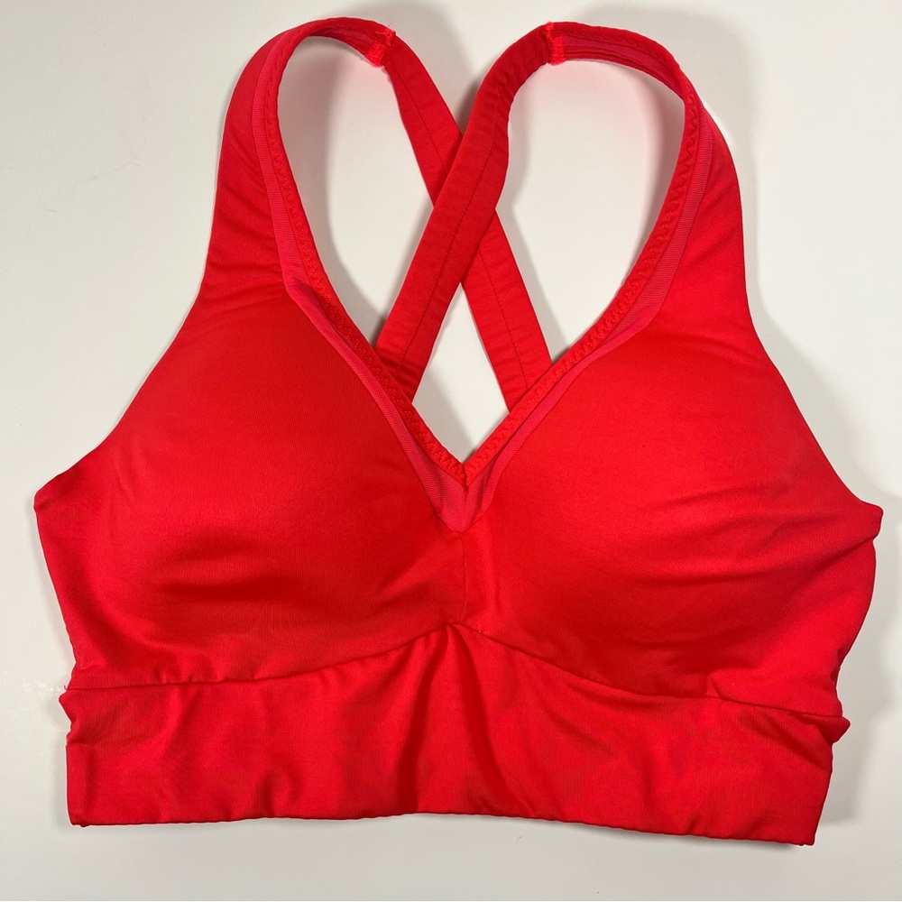 Athleta Vibrant Coral Orange Red Crisscross Sports Bra, size small